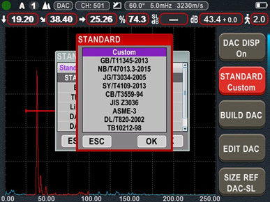 120dB 3000Hz 25meters DAC AVG DGS AWS B 스캔 자동 교정 휴대용 결함 감지기 초음파 Ndt 장비